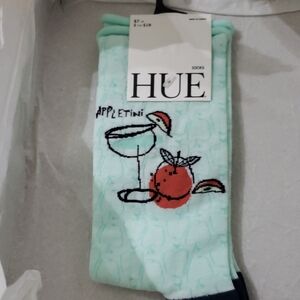 HUE Mint Crew Socks with Appletini & Orange Accent